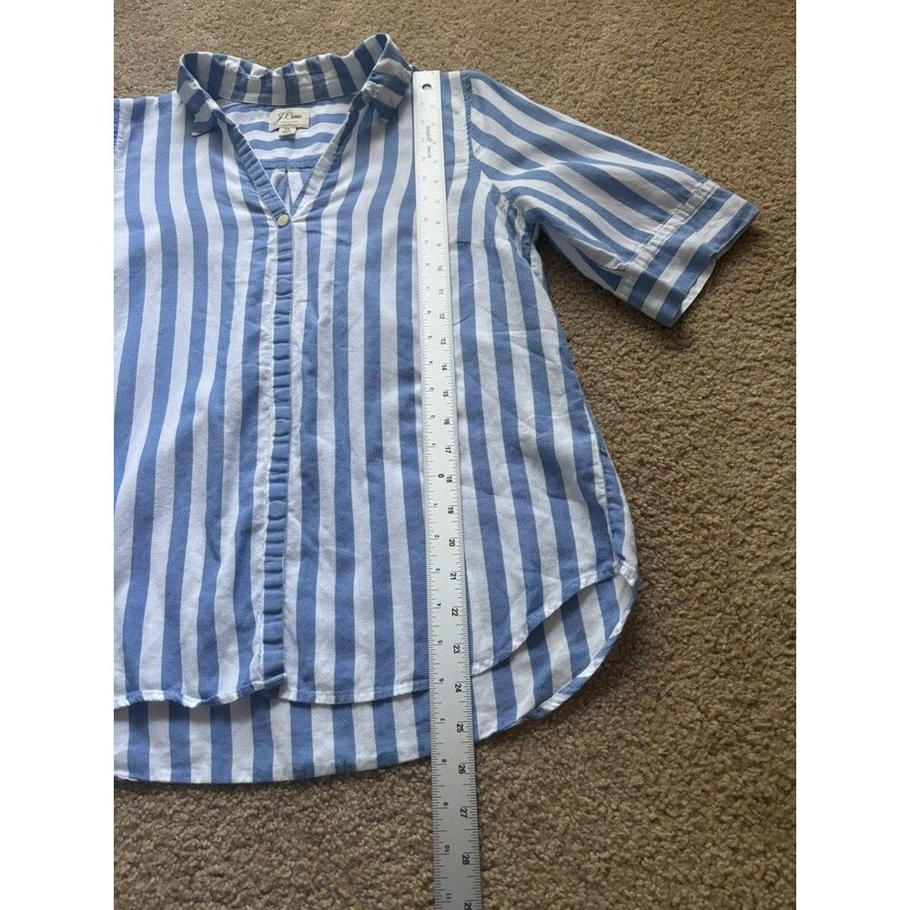 J. Crew Classic Fit Shirt Tall Small Striped Blue White Cotton Short Sleeve - Picture 4 of 6